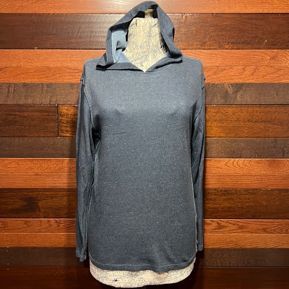 Route 66 Tops - Route 66 Stretchy Cottony Crew Neck Long Sleeve Blue and Gray Hoodie